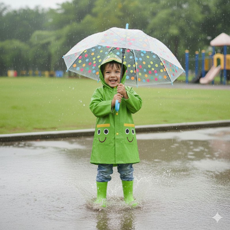 CAPOTE PARA LLUVIA DE PVC IMPERMEABLE PARA NIÑOS LIGERO Y FACIL DE LLEVAR 5 COLORES