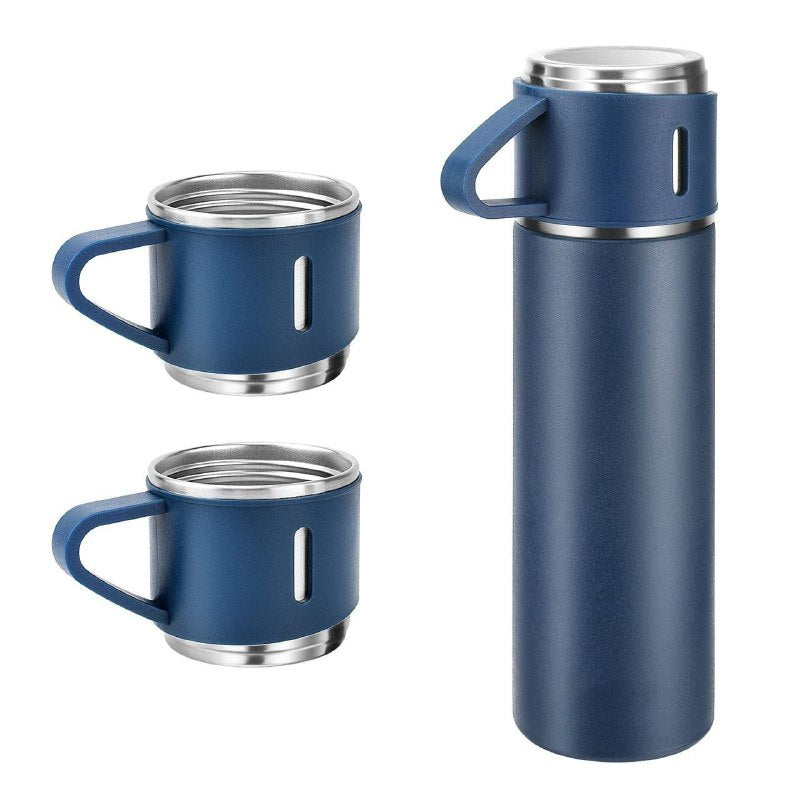 SET DE TERMO CON TAZAS DE ACERO INOXIDABLE 3 PIEZAS VACUUM FLASK 500ML