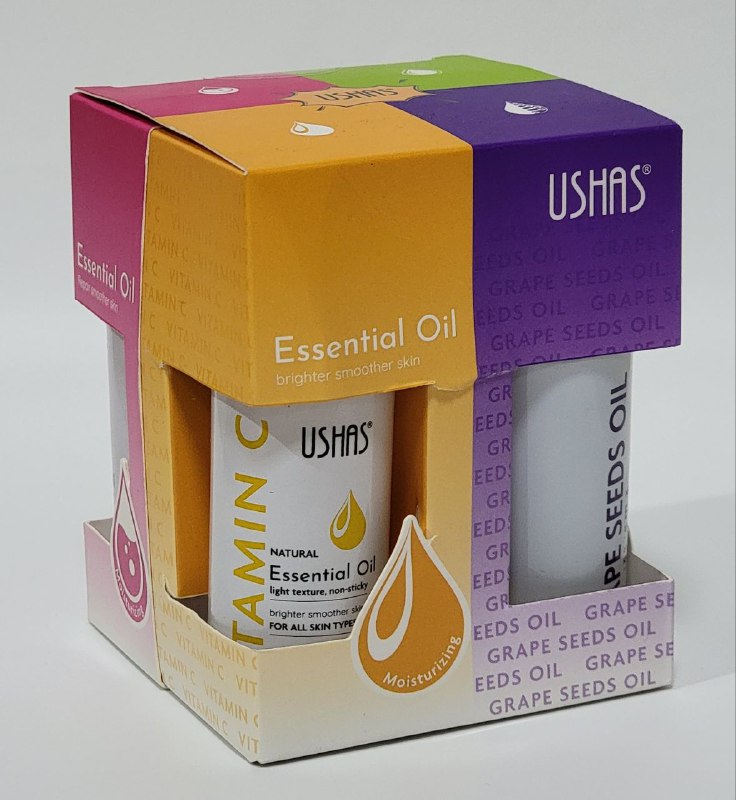 ACEITE FACIAL EN SET PARA EL CUIDADO DE LA PIEL, ESENCIA DE ROSA, SEMILLAS DE UVA, VITAMINA E, VITAMIAN C USHAS 22MLX4