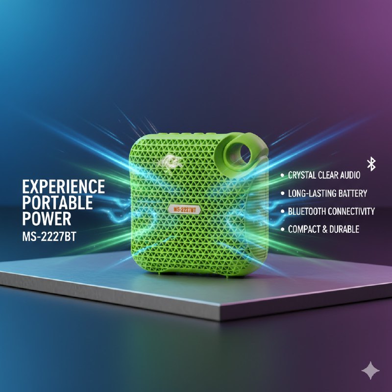 PARLANTE ALTAVOZ INALAMBRICO CON LUCES LED 11X11CM MOBILE SPEAKER MS-2227BT 8 COLORES