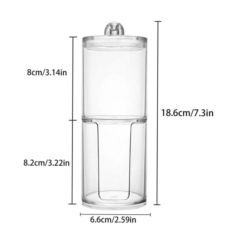 ORGANIZADOR DE HISOPOS Y ALGODON DESMAQUILLANTE, DE ACRILICO DE 2 NIVELES, TRANSPARENTE 19X6.8X17.5CM