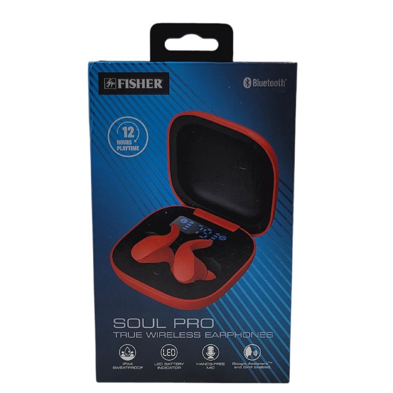 AUDIFONOS AURICULARES INALAMBRICOS ORIGINALES SONIDO DE ALTA CALIDAD, RESISTENTE AL SUDOR, FACIL EMPAREJAMIENTO, INDICADOR BATERIA LED, GOOGLE Y SIRI, BATERIA 4H FISHER SOUL PRO