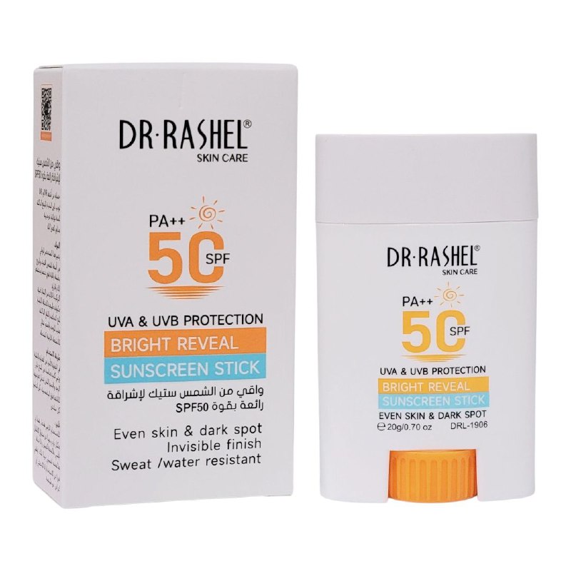 PROTECTOR SOLAR EN BARRA SPF50 PA, PROTECTOR SOLAR PRACTICO Y LIGERO SIN RESIDUOS, PREVIENE LINEAS DE EXPRESION Y MANCHAS OSCURAS DR RASHEL 20G