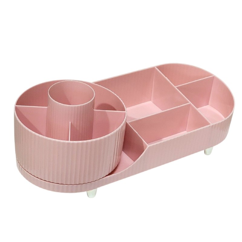 ORGANIZADOR DE MAQUILLAJE Y COSMETICOS DE ACRILICO CON BASE GIRATORIA 15X36CM, 4 ESTILOS