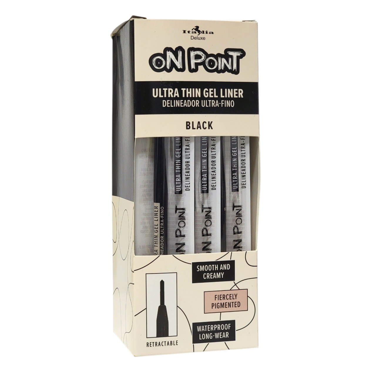 DELINEADOR DE OJOS LIQUIDO ULTRA FINO COLOR NEGRO RESISTENTE AL AGUA ITALIA DELUXE