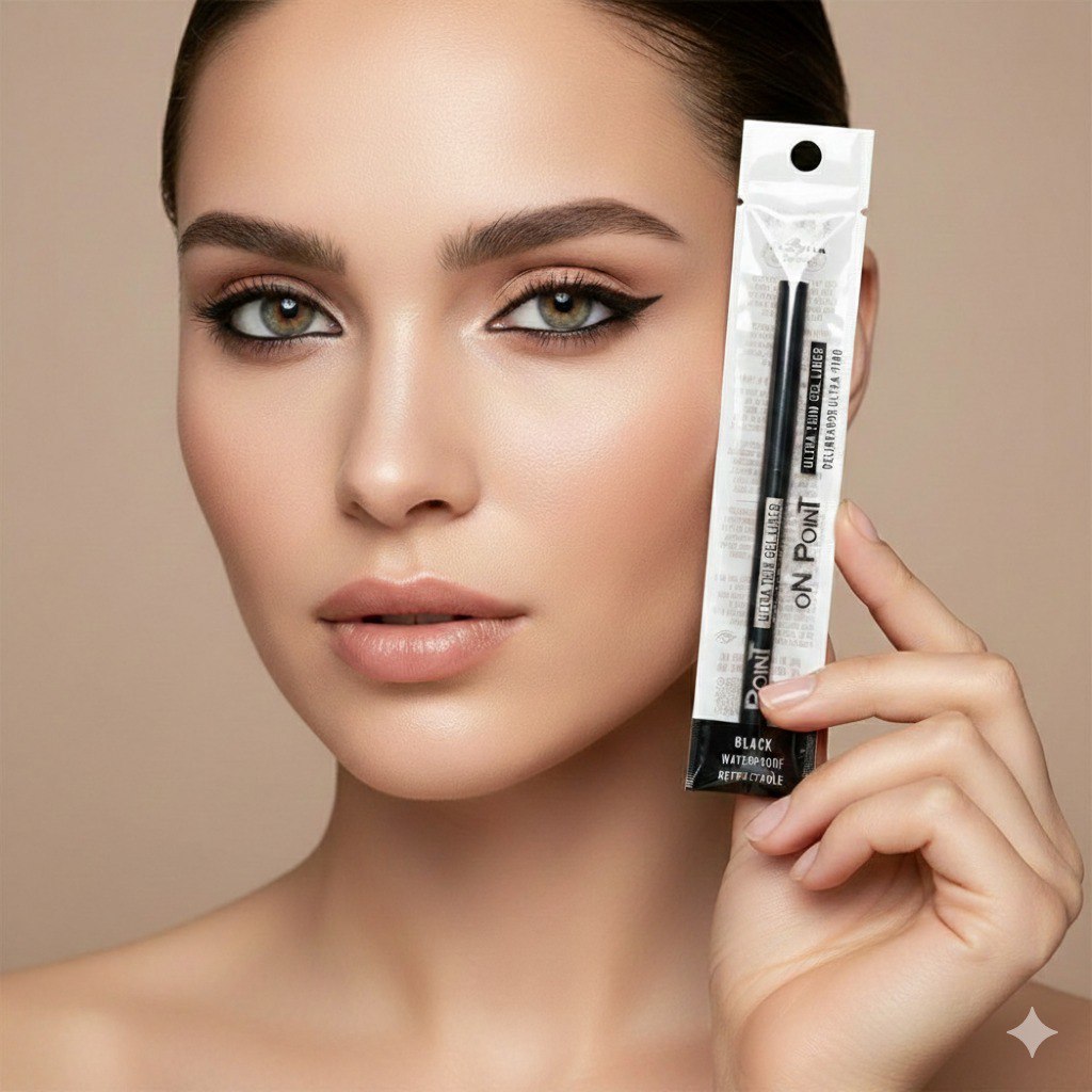 DELINEADOR DE OJOS LIQUIDO ULTRA FINO COLOR NEGRO RESISTENTE AL AGUA ITALIA DELUXE