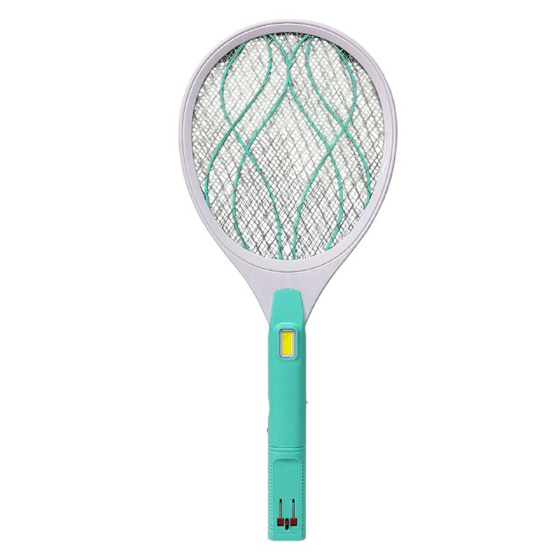 RAQUETA MATA MOSQUITOS ELECTRICA CON FOCO, ALTA ENERGIA, ENCHUFE PLANO FHIABA