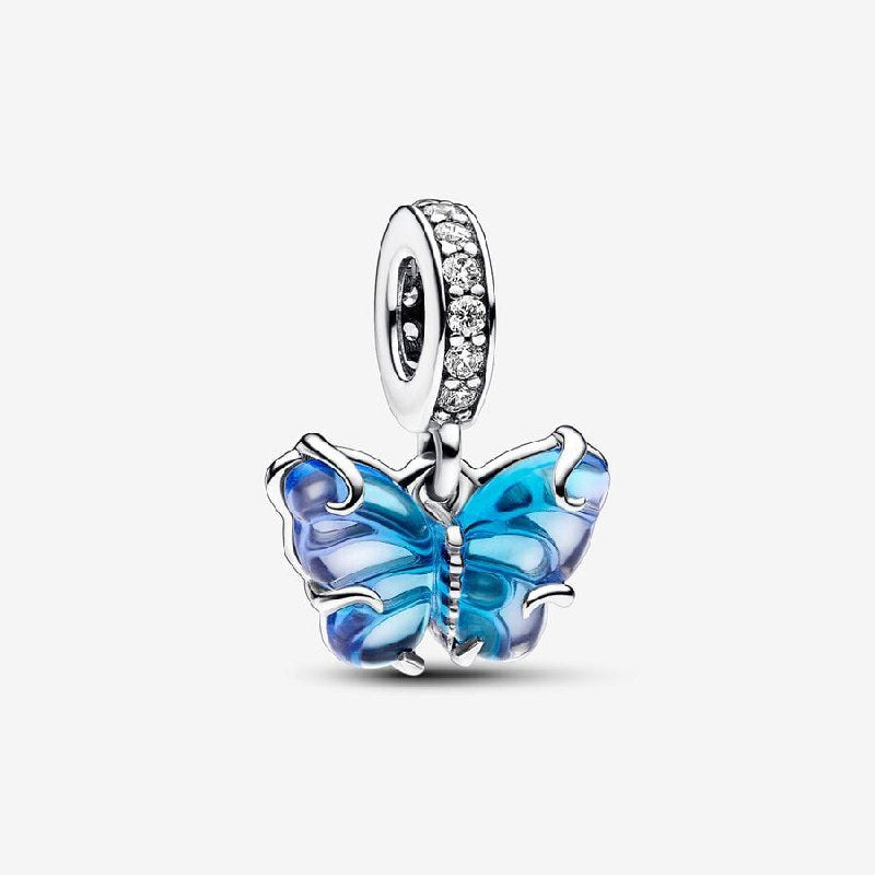 PCHARM4019 FORMA DE MARIPOSA AZUL PANDORA PLATA 9.25