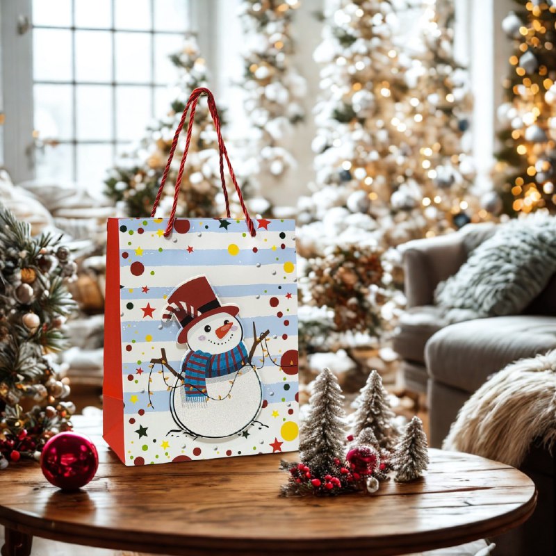 BOLSA DE REGALO NAVIDEÑA PAQUEÑA 18X23X10CM