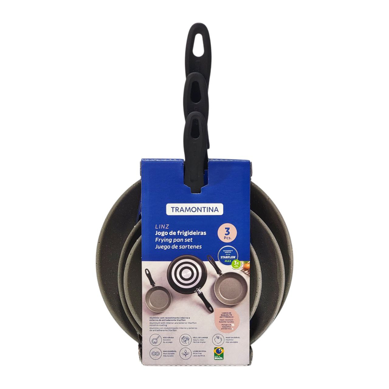 JUEGO DE SARTENES ANTIADHERENTES DE ALUMINIO DE 3PCS STARFLON TRAMONTINA 16CM, 20CM, 24CM