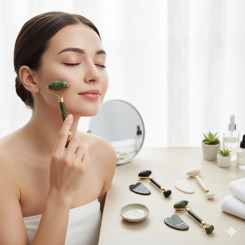 KIT DE MASAJE FACIAL RODILLO DE JADE Y PIEDRA GUA SHA 3 COLORES RUBY FACE JUDE MASSAGE ROLLER