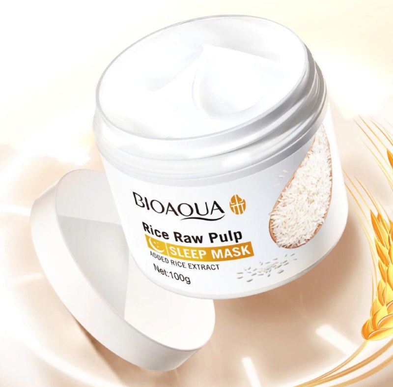 MASCARILLA FACIAL PARA DORMIR DE PULPA CRUDA DE ARROZ HIDRATANTE Y NUTRITIVA BIOAQUA 100G