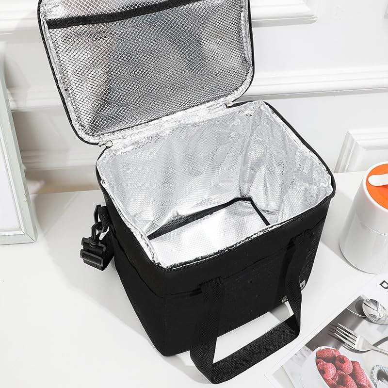 LONCHERA TERMICA DE GRAN CAPACIDAD, FACIL DE TRANSPORTAR, CAPA INTERNA IMPERMEABLE, AISLANTE DE CALOR, FACIL DE LIMPIAR, 3 COLORES 25X25CM