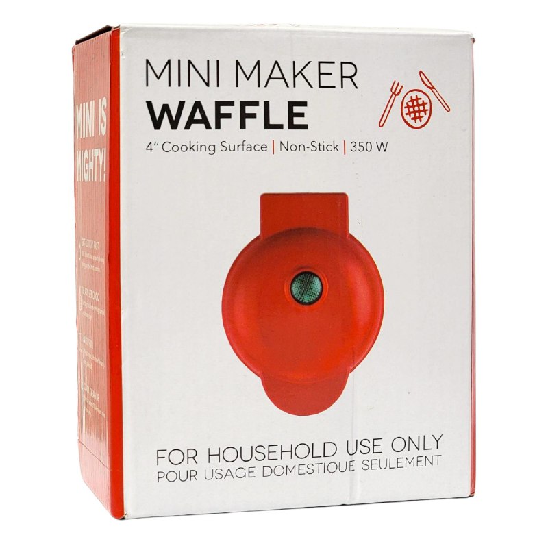 MAQUINA WAFLERA, MINI MAQUINA ELECTRICA PARA HACER WAFFLES 350W, ANTIADHERENTE 10CM, LIMPIEZA FACIL MINI MAKER
