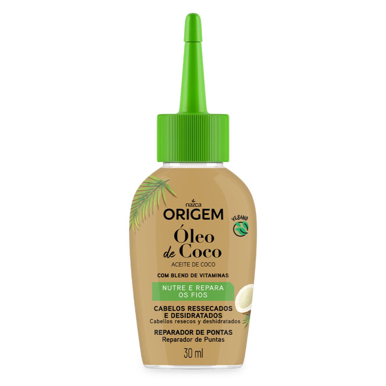 ACEITE PARA EL CABELLO DE COCO REPARADOR DE PUNTAS CON VITAMINAS NAZCA ORIGEM 30ML