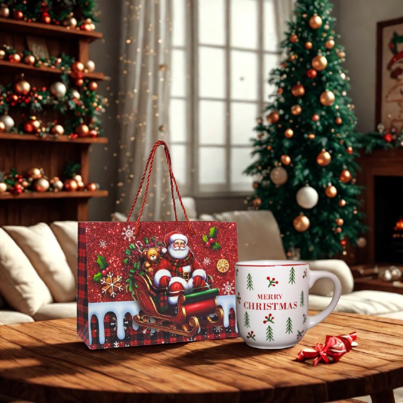BOLSA DE REGALO NAVIDEÑA PEQUEÑA HORIZONTAL 24X18X10CM