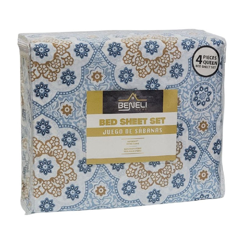 JUEGO DE SABANAS CAMERA DE 4 PIEZAS QUEEN BENELI HOME, 48 ESTILOS