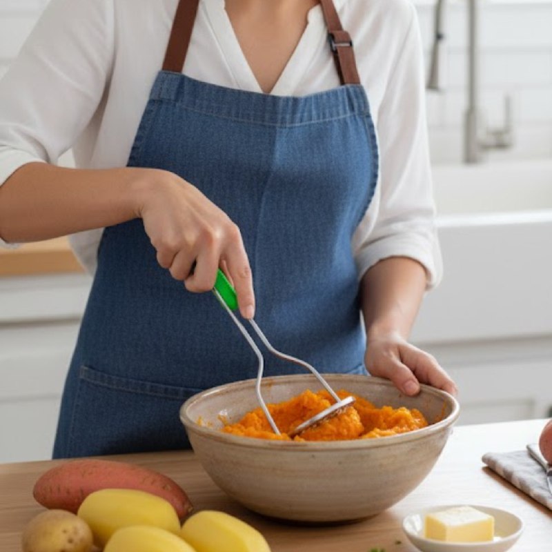 MACHACADOR MANUAL DE ACERO INOXIDABLE PARA PURE FACIL DE LIMPIAR 3 COLORES