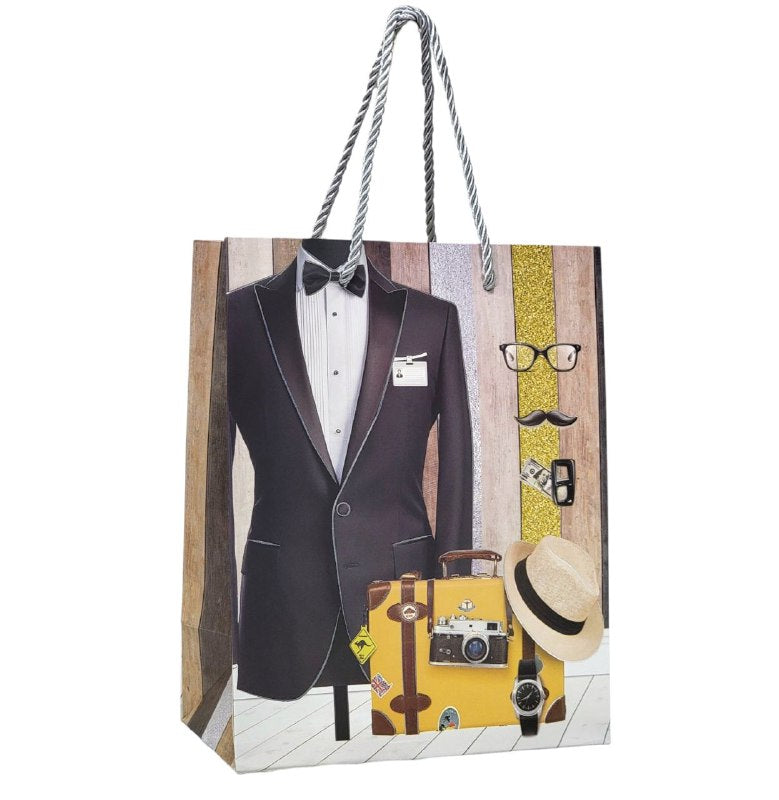 BOLSA DE REGALO PARA HOMBRE PEQUEÑA 18X10X23CM