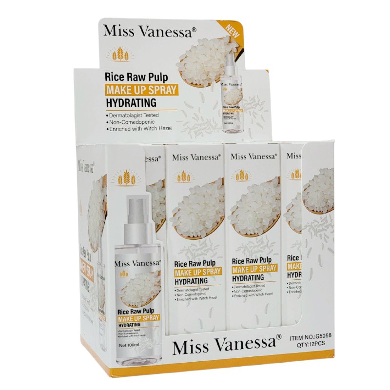 FIJADOR DE MAQUILLAJE HIDRATANTE DE PULPA CRUDA DE ARROZ MISS VANESSA 100ML DUPE DE BIOAQUA