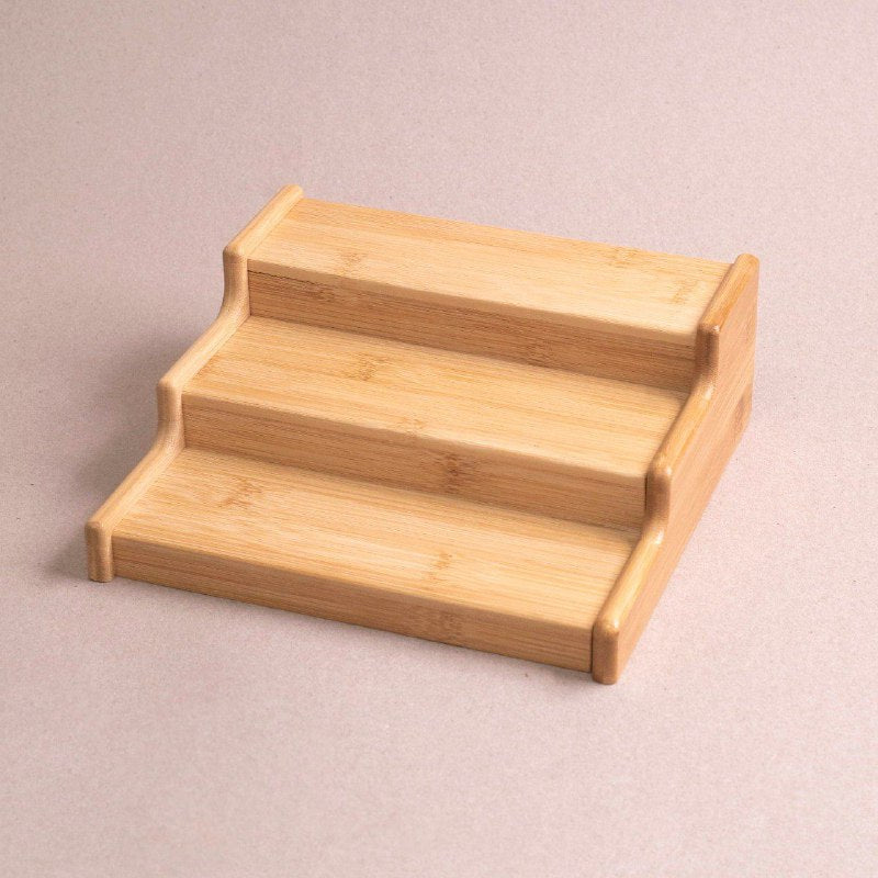 ESTANTE ORGANIZADOR DE BAMBU EXPANDIBLE DE 3 NIVELES, DISEÑADO PARA ORGANIZAR ESPECIAS, CONDIMENTOS Y OTROS ARTICULOS PEQUEÑOS