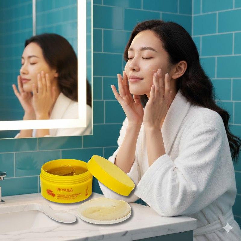 MASCARILLA FACIAL HIDRATANTE PARA LOS OJOS DE COLAGENO Y CURCUMA 100G, PROPORCIONA HIDRATACION Y NUTRICION INTENSAS, CALMA Y CUIDA LA PIEL DEL CONTORNO DE LOS OJOS BIOAQUA