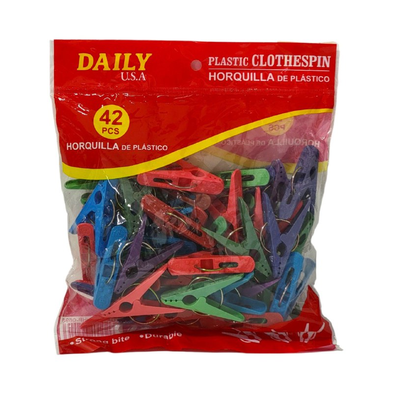 GANCHOS DE ROPA PLASTICOS PARA COLGAR ROPA DAILY USA PAQUETE DE 42UND