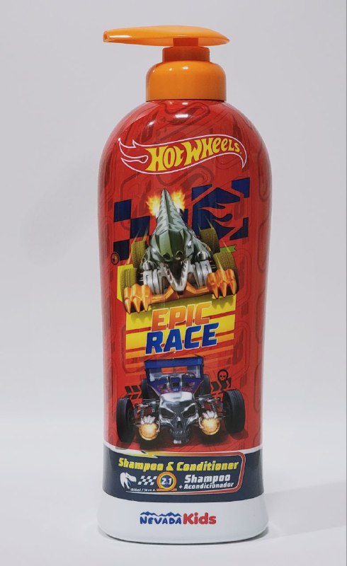 SHAMPOO PARA EL CABELLO 2 EN 1, SHAMPOO Y ACONDICIONADOR PARA NIÑOS, FORMULA ULTRA SUAVE, LIMPIA Y SUAVIZA EL CABELLO Y DEJA AROMA AGRADABLE NEVADA KIDS HOT WHEELS 1000ML