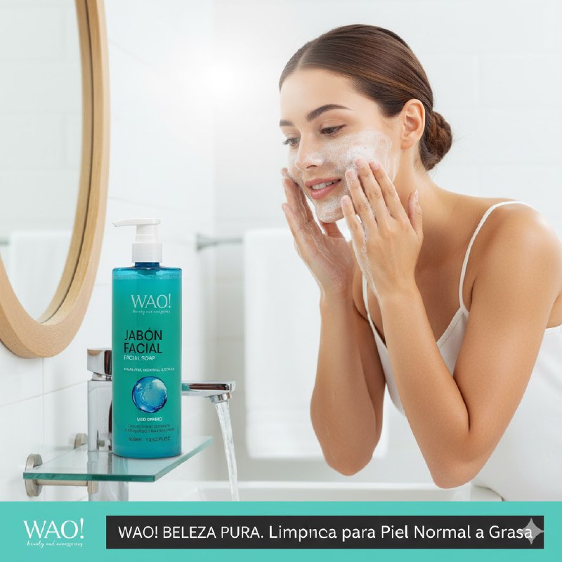 LIMPIADOR FACIAL JABON PARA LA PIEL NORMAL Y GRASA DE USO DIARIO WAO 400ML