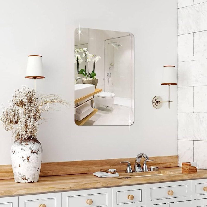 ESPEJO ADHESIVO PARA PARED EN AZULEJOS, BAÑO, DORMITORIO, SALA DE ESTAR, ESPEJO DE PARED DE PLASTICO MIRROR STICKER 20X30CM