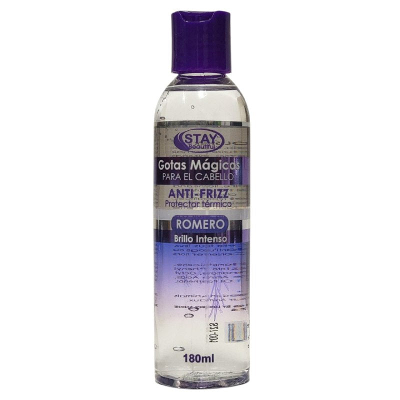 ACEITE PARA EL CABELLO GOTAS MAGICAS DE ROMERO ANTIFRIZZ, PROTECTOR TERMICO Y BRILLO INTENSO STAY BEAUTIFUL 180ML