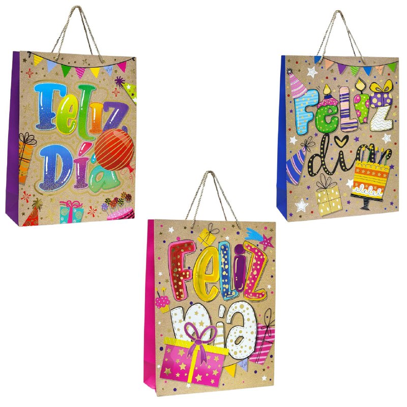 BOLSA DE REGALO DE FELIZ DIA GRANDE 30X12X41.5CM