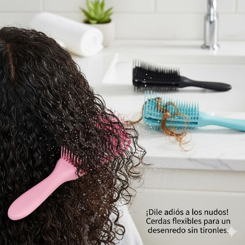 CEPILLO PEINE FLEXIBLE DESENREDANTE PARA PELO HUMEDO O SECO EVOK 3 COLORES