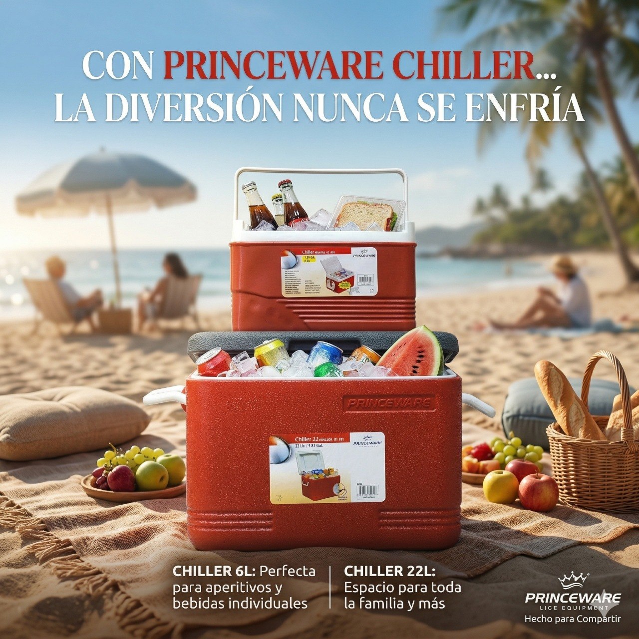 SET DE HIELERAS PORTATILES DE PLASTICO REFROZADO PRINCEWARE 6L & 22L