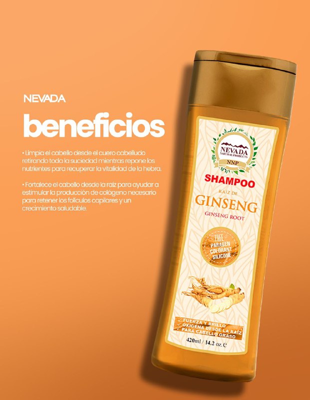 SHAMPOO Y ACONDICIONADOR EN SET DE GINSENG ESTIMULANTE DEL PELO SUAVIZANTE NEVADA 420MLX2