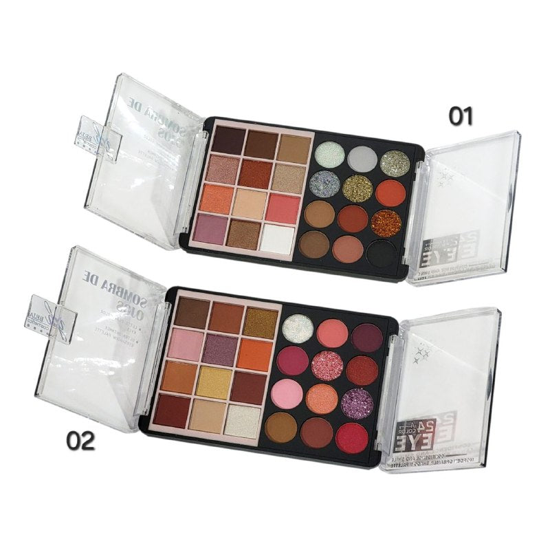 SOMBRAS DE OJOS EN PALETA DE 24 TONOS ULTRA BRILLANTES 22.8G YH BEJA COSMETICS 2 ESTILOS