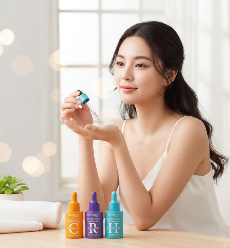 SUERO FACIAL EN SET QUE COMBINA HIDRATACION, ANTIEDAD Y BLANQUEAMIENTO DE LA PIEL 30MLX3, PARA UNA PIEL RADIANTE SUERO CON ACIDO HIALURONICO, SUERO ANTIARRUGAS CON RETINOL, SUERO BLANQUEADOR ANTIOXIDANTE DE VITAMINA C BIOAQUA