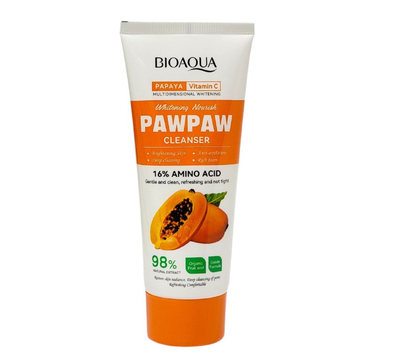 LIMPIADOR FACIAL EN CREMA DE VITAMINA C ALCARANTE 100G, OFRECE UN LIMPIADOR SUAVE QUE ACLARA LOS POROS Y ELIMINA LA PIEL CON BLANQUEAMIENTO MULTIDIMENSIONAL, ESOUMA LIGERA QUE DEJA LA PIEL SUAVE Y BRILLANTE BIOAQUA