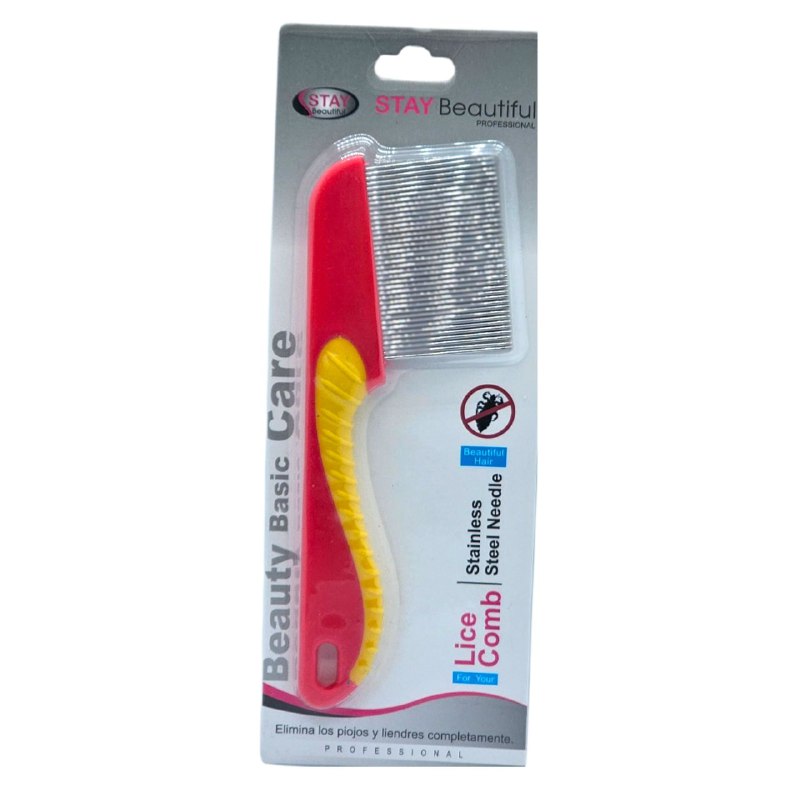 CEPILLO PEINE PARA ELIMINAR PIOJOS, PEINE DE DIENTES FINOS DE ACERO INOXIDABLE LARGOS STAY BEAUTIFUL