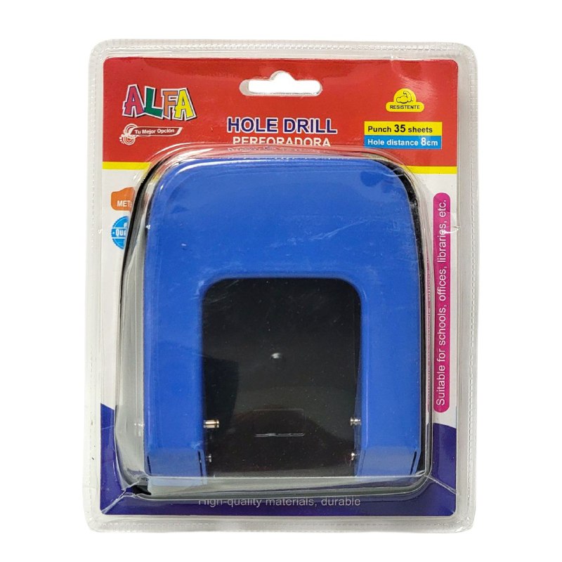 PERFORADORA DE HOJAS 8CM DE DISTANCIA ENTRE AGUA AGUJERO, 35 HOJAS PARA ESCUELAS, OFICINAS, ETC 3 COLORES ALFA HOLE DRILL
