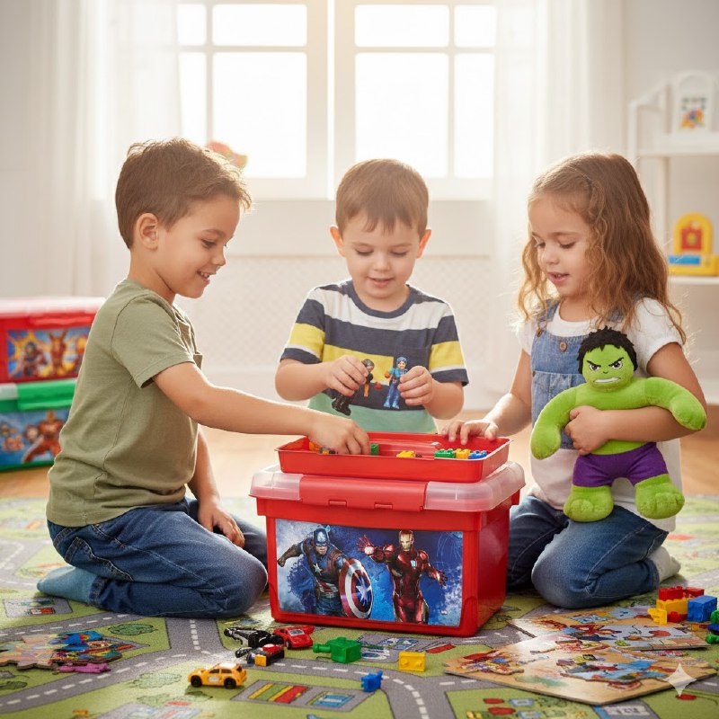 ORGANIZADOR CAJA DE ALMACENAMIENTO ORGANIZADORA PARA NIÑOS DE LOS VENGADORES 17X27X17CM