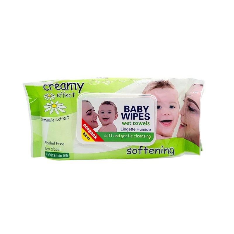 TOALLITAS HUMEDAS PARA BEBE CON EXTRACTO DE MANZANILLA SIN ALCOHOL CREAMY EFFECT 80UND