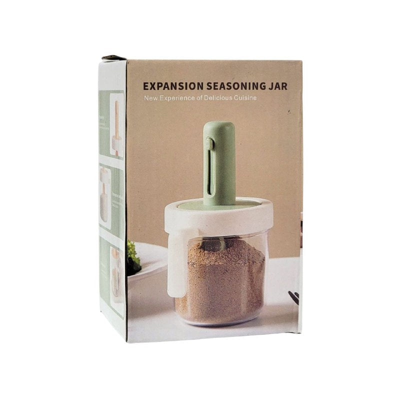 ORGANIZADOR RECIPIENTE FRASCO DE CONDIMENTOS CON CUCHARA EXPANDIBLE, ALMACENA Y DISPENSA ESPECIAS Y CONDIMENTOS EXPASION SEASONING JAR