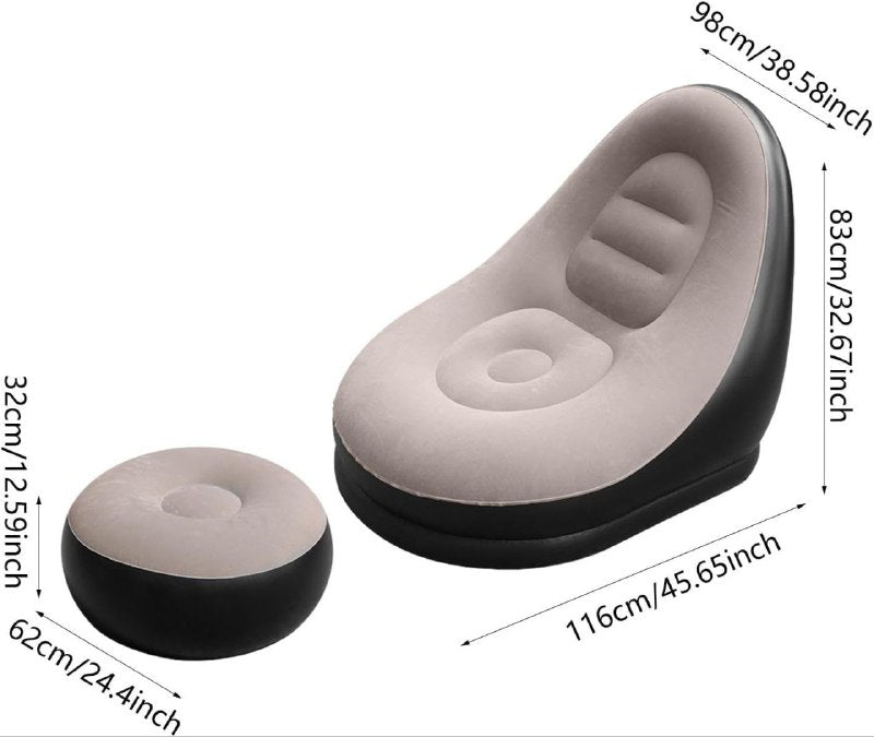 SOFA INFLABLE RECLINABLE, PARA EXTERIORES O INTERIORES CON REPOSAPIES Y BOMBA DE AIRE 3 COLORES SENYOUBAO