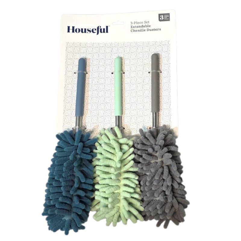 PLUMERO LIMPIADOR DE MICROFIBRA EN SET DE 3 PIEZAS PARA LIMPIEZA 77CM, ATRAPA Y RETIENE EL POLVO HOUSEFUL