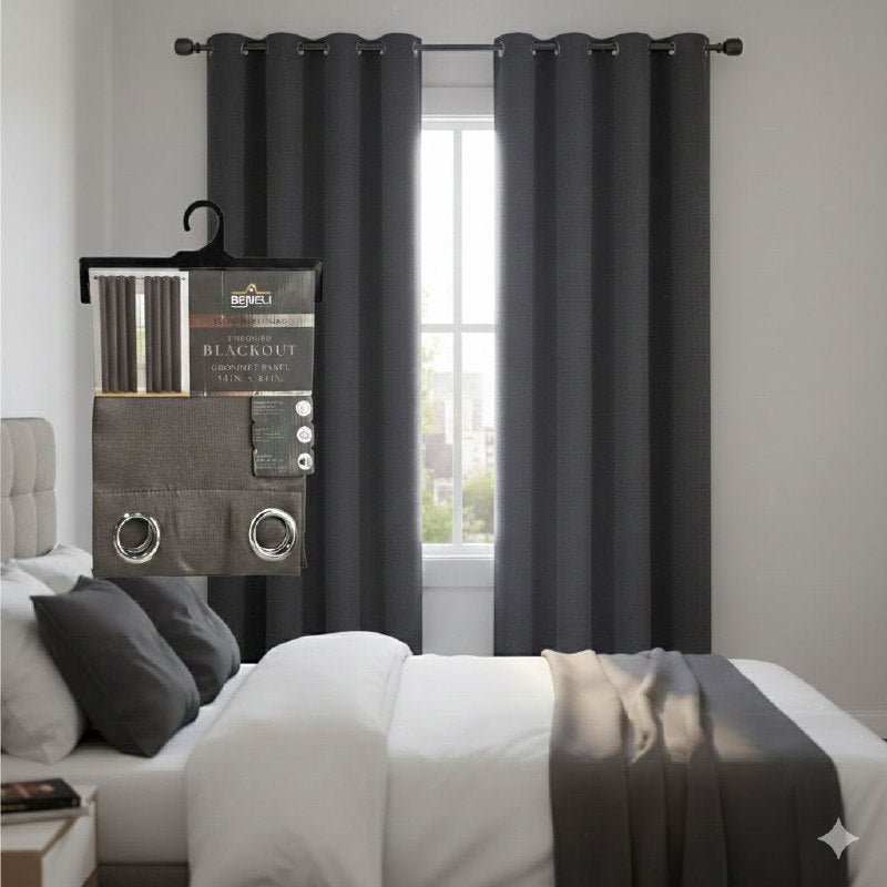 CORTINAS PARA HOGAR OSCURAS CON OJALES QUE BLOQUEAN LA LUZ 137X213CM BENELI HOME
