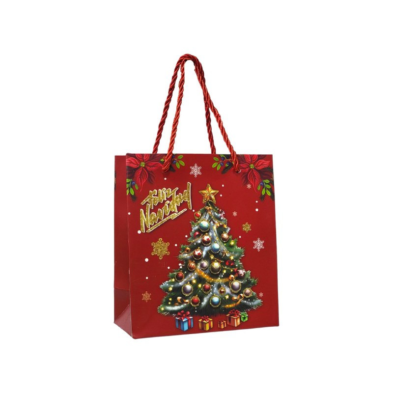 BOLSA DE REGALO NAVIDEÑA EXTRA PEQUEÑA 14X16X7CM