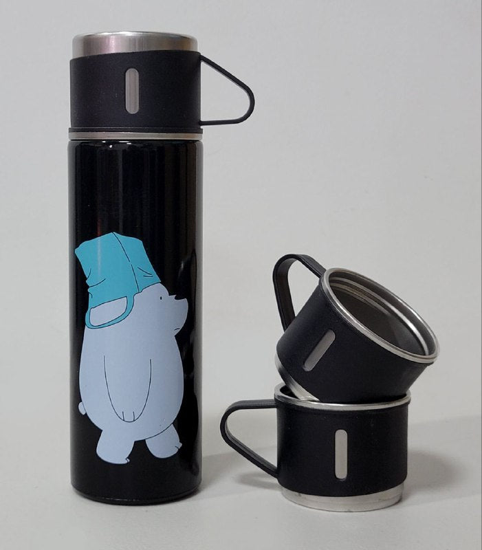 SET DE TERMO CON TAZAS DE ACERO INOXIDABLE ESCANDALOSOS 3 PIEZAS VACUUM FLASK 500ML