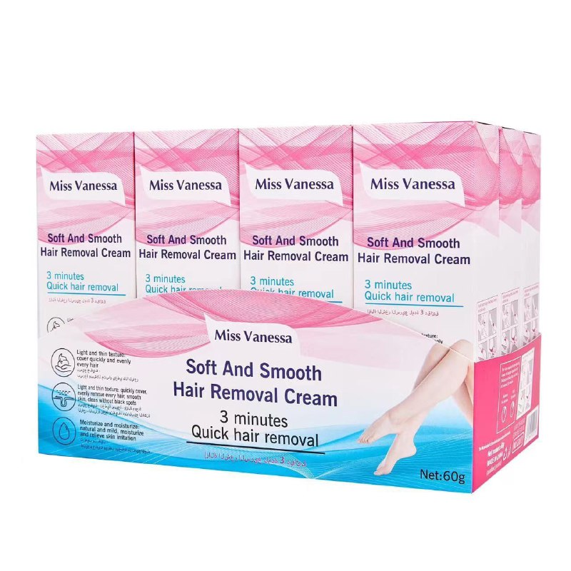 CREMA CORPORAL, DEPILADORA SUAVE Y TERSA, 3 MINUTOS RAPIDA, SEDOSA Y REFRESCANTE NO GRASOSO MISS VANESSA 60G