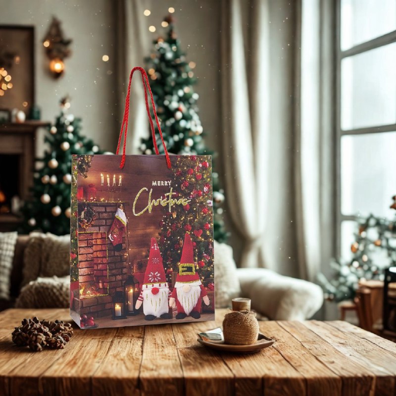 BOLSA DE REGALO NAVIDEÑA PEQUEÑA 19.5X23.5X8CM